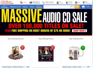 How oldies.com looks like on a tablet such as an iPad.