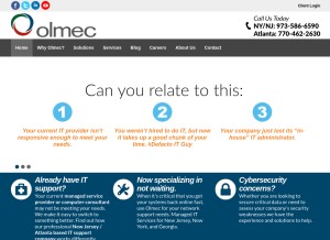 How olmec.com looks like on a tablet such as an iPad.