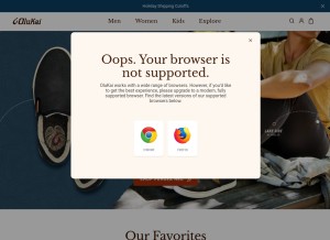How olukai.com looks like on a tablet such as an iPad.