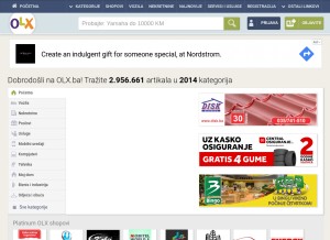 How olx.ba looks like on a tablet such as an iPad.