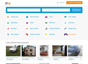 How olx.pl looks like on a tablet such as an iPad.