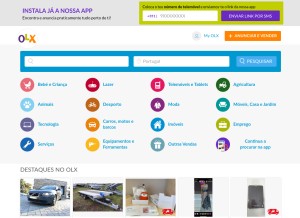 How olx.pt looks like on a tablet such as an iPad.