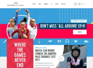 How olympicchannel.com looks like on a tablet such as an iPad.