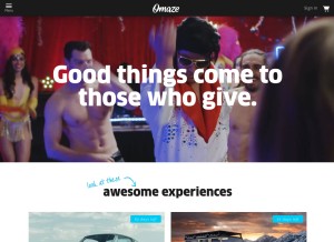 How omaze.com looks like on a tablet such as an iPad.