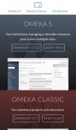 How omeka.org looks like on a mobile device such as an iPhone.