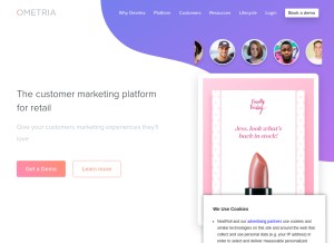 How ometria.com looks like on a tablet such as an iPad.