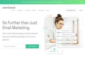 How omnisend.com looks like on a tablet such as an iPad.
