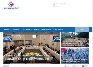 How omroepwest.nl looks like on a tablet such as an iPad.