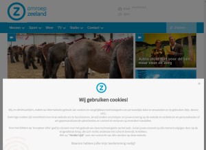 How omroepzeeland.nl looks like on a tablet such as an iPad.