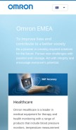 How omron.eu looks like on a mobile device such as an iPhone.