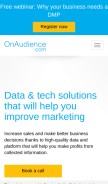 How onaudience.com looks like on a mobile device such as an iPhone.
