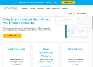 How onaudience.com looks like on a tablet such as an iPad.
