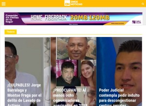 How oncenoticias.hn looks like on a tablet such as an iPad.