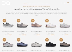 How oncloudtrainers.co.uk looks like on a tablet such as an iPad.
