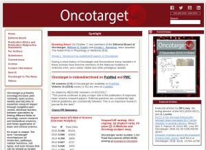 How oncotarget.com looks like on a tablet such as an iPad.