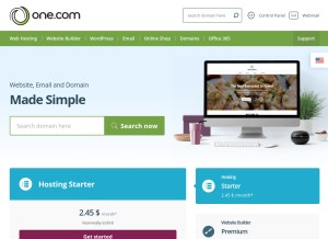 How one.com looks like on a tablet such as an iPad.