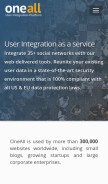 How oneall.com looks like on a mobile device such as an iPhone.