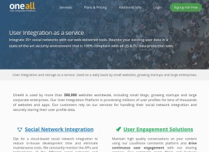 How oneall.com looks like on a tablet such as an iPad.