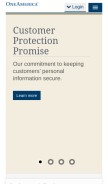 How oneamerica.com looks like on a mobile device such as an iPhone.