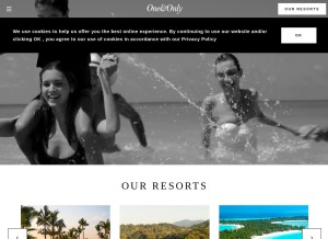 How oneandonlyresorts.com looks like on a tablet such as an iPad.