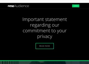 How oneaudience.com looks like on a tablet such as an iPad.