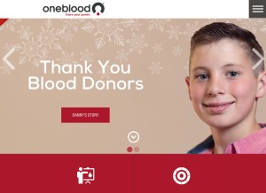 How oneblood.org looks like on a tablet such as an iPad.