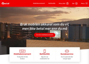 How onecall.no looks like on a tablet such as an iPad.