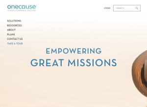 How onecause.com looks like on a tablet such as an iPad.