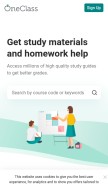 How oneclass.com looks like on a mobile device such as an iPhone.