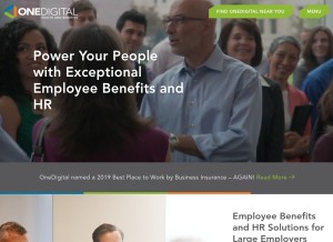 How onedigital.com looks like on a tablet such as an iPad.