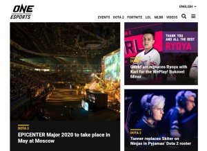 How oneesports.gg looks like on a tablet such as an iPad.