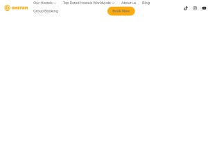 How onefamhostels.com looks like on a tablet such as an iPad.