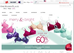 How onehanesplace.com looks like on a tablet such as an iPad.