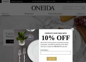 How oneida.com looks like on a tablet such as an iPad.