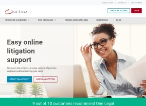 How onelegal.com looks like on a tablet such as an iPad.