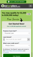 How oneloanplace.com looks like on a mobile device such as an iPhone.