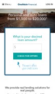 How onemainfinancial.com looks like on a mobile device such as an iPhone.