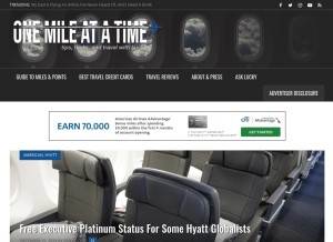How onemileatatime.com looks like on a tablet such as an iPad.