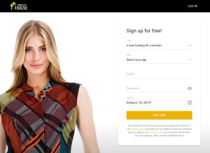 How onenightfriend.com looks like on a tablet such as an iPad.