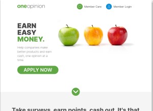 How oneopinion.com looks like on a tablet such as an iPad.