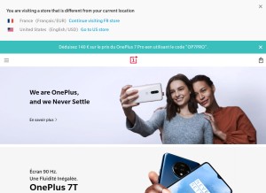 How oneplus.com looks like on a tablet such as an iPad.