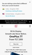 How oneplus.in looks like on a mobile device such as an iPhone.