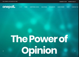 How onepoll.com looks like on a tablet such as an iPad.