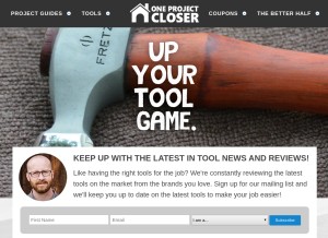 How oneprojectcloser.com looks like on a tablet such as an iPad.