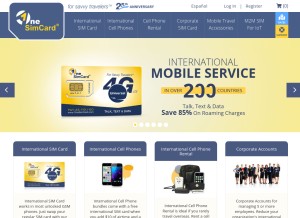 How onesimcard.com looks like on a tablet such as an iPad.