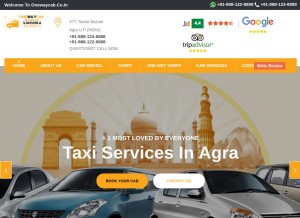 How onewaycab.co.in looks like on a tablet such as an iPad.