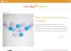 How onionringsandthings.com looks like on a tablet such as an iPad.