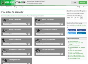 How online-convert.com looks like on a tablet such as an iPad.