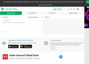 How online-translator.com looks like on a tablet such as an iPad.