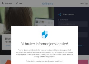 How online.no looks like on a tablet such as an iPad.